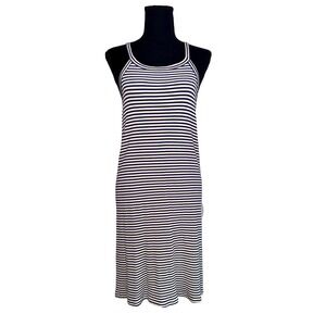 Madewell XL District Ribbed Striped Knit Midi Tank Dress Navy Blue Nautical Plus